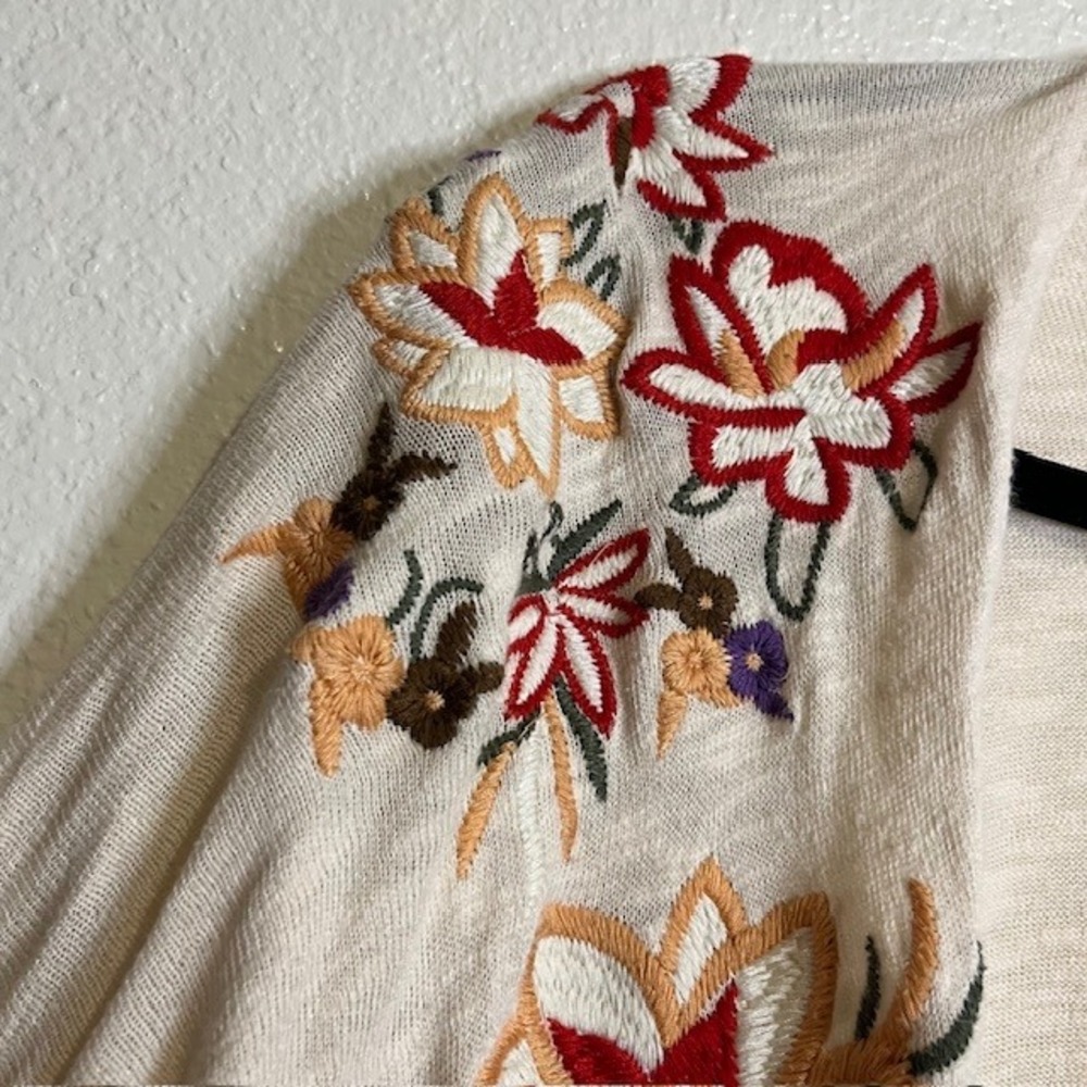 UMGEE Med/L Embroidered Kimono Cardigan Open Front Flowy Duster Floral Boho - Picture 5 of 14